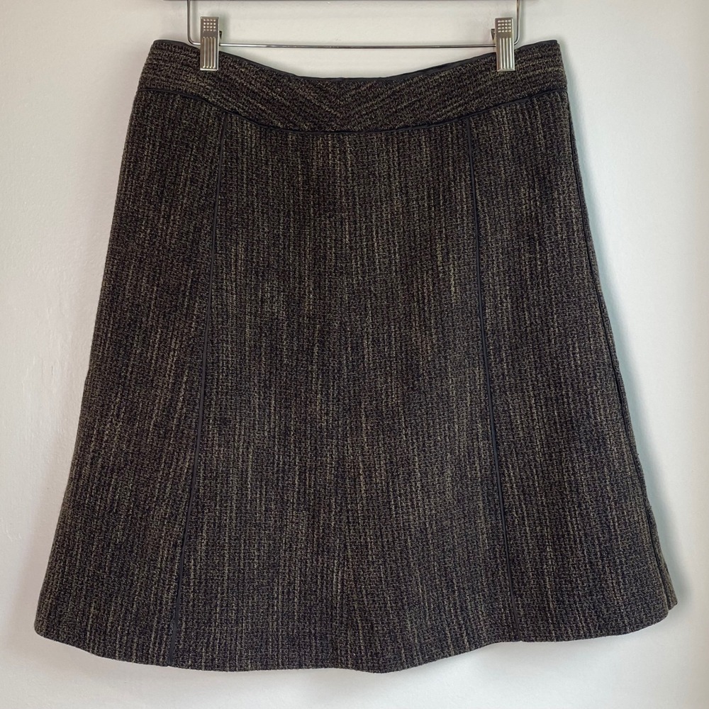 Ann Taylor Skirt Womens 6 Brown Tweed A-Line Professional Academic Office Autumn